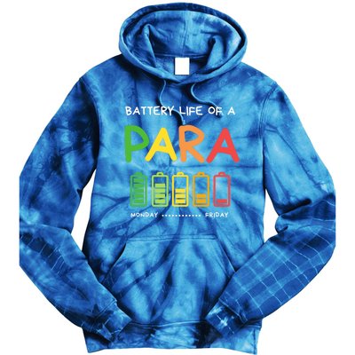 Funny Battery Life Of A Para Professional Teacher School Cool Gift Tie Dye Hoodie