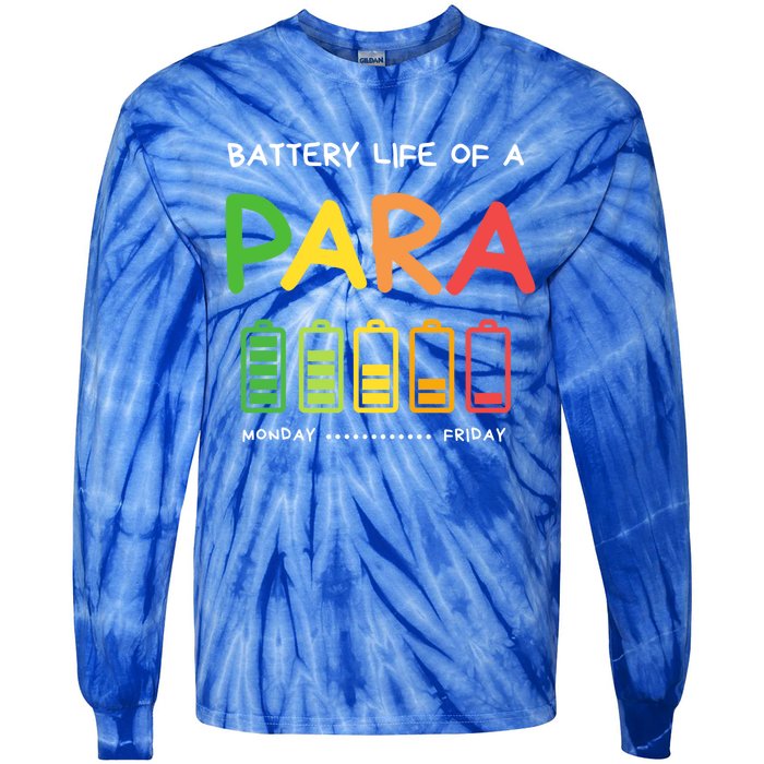 Funny Battery Life Of A Para Professional Teacher School Cool Gift Tie-Dye Long Sleeve Shirt