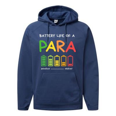 Funny Battery Life Of A Para Professional Teacher School Cool Gift Performance Fleece Hoodie