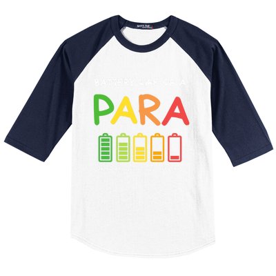 Funny Battery Life Of A Para Professional Teacher School Cool Gift Baseball Sleeve Shirt