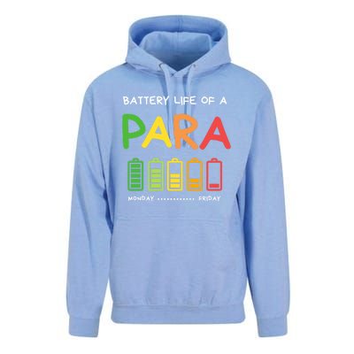 Funny Battery Life Of A Para Professional Teacher School Cool Gift Unisex Surf Hoodie