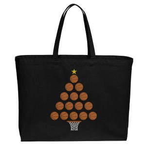 Funny Basketball Lover Christmas Tree Hoops Theme Girl Boy Cotton Canvas Jumbo Tote