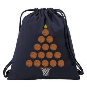 Funny Basketball Lover Christmas Tree Hoops Theme Girl Boy Drawstring Bag