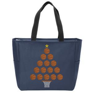 Funny Basketball Lover Christmas Tree Hoops Theme Girl Boy Zip Tote Bag