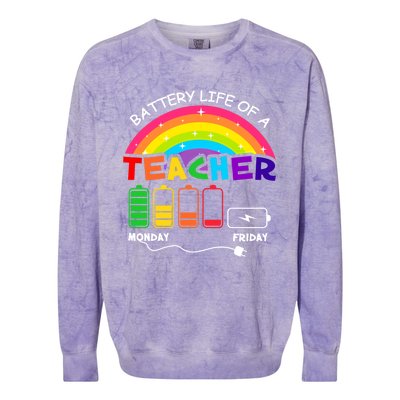 Funny Battery Life Of A Teacher Appreciati To School Funny Gift Colorblast Crewneck Sweatshirt