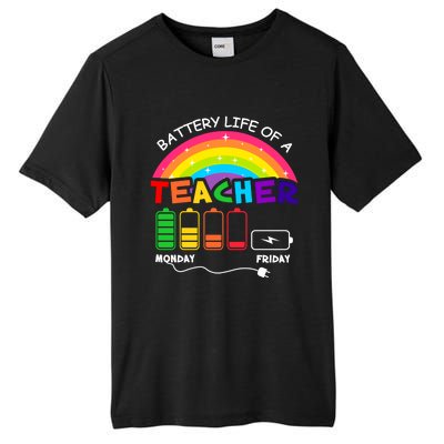 Funny Battery Life Of A Teacher Appreciati To School Funny Gift Tall Fusion ChromaSoft Performance T-Shirt