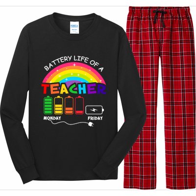 Funny Battery Life Of A Teacher Appreciati To School Funny Gift Long Sleeve Pajama Set