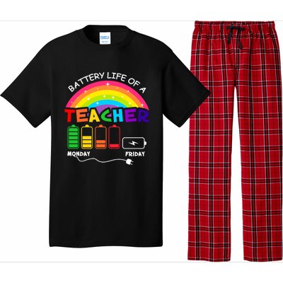 Funny Battery Life Of A Teacher Appreciati To School Funny Gift Pajama Set