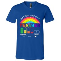 Funny Battery Life Of A Teacher Appreciati To School Funny Gift V-Neck T-Shirt