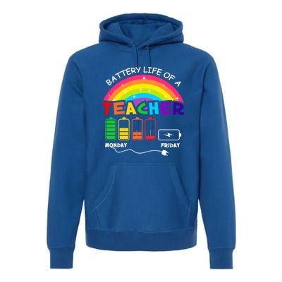 Funny Battery Life Of A Teacher Appreciati To School Funny Gift Premium Hoodie