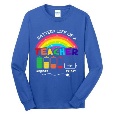 Funny Battery Life Of A Teacher Appreciati To School Funny Gift Tall Long Sleeve T-Shirt