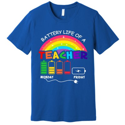 Funny Battery Life Of A Teacher Appreciati To School Funny Gift Premium T-Shirt