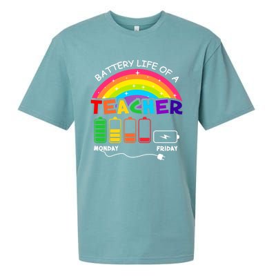 Funny Battery Life Of A Teacher Appreciati To School Funny Gift Sueded Cloud Jersey T-Shirt