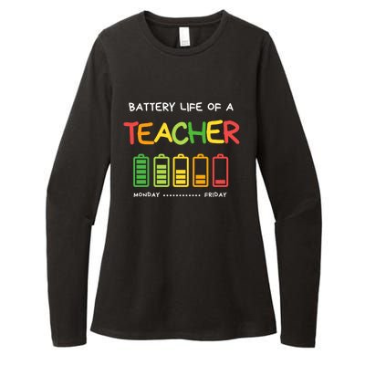 Funny Battery Life Of A Teacher Appreciati To School Gift Womens CVC Long Sleeve Shirt