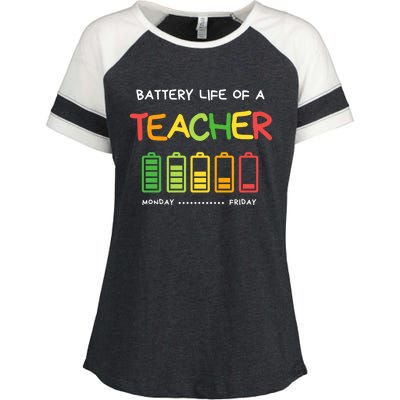 Funny Battery Life Of A Teacher Appreciati To School Gift Enza Ladies Jersey Colorblock Tee