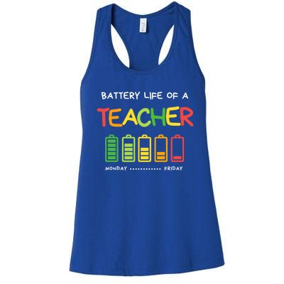 Funny Battery Life Of A Teacher Appreciati To School Gift Women's Racerback Tank