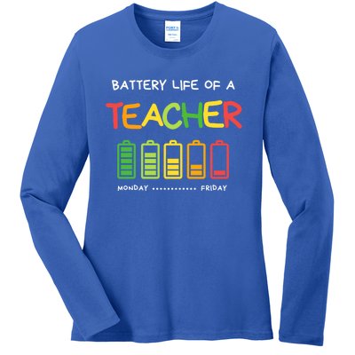 Funny Battery Life Of A Teacher Appreciati To School Gift Ladies Long Sleeve Shirt