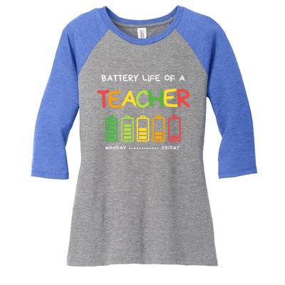 Funny Battery Life Of A Teacher Appreciati To School Gift Women's Tri-Blend 3/4-Sleeve Raglan Shirt