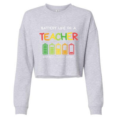 Funny Battery Life Of A Teacher Appreciati To School Gift Cropped Pullover Crew