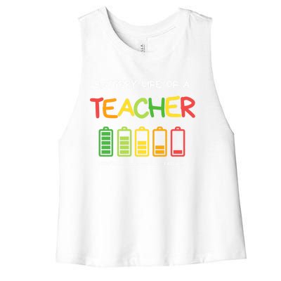 Funny Battery Life Of A Teacher Appreciati To School Gift Women's Racerback Cropped Tank