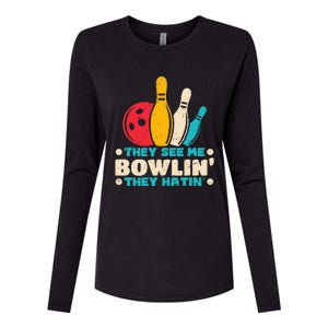 Funny Bowling Lover For Bowler Womens Cotton Relaxed Long Sleeve T-Shirt