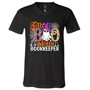 Fab Boo Lous Bookkeeper Funny Halloween Costume V-Neck T-Shirt