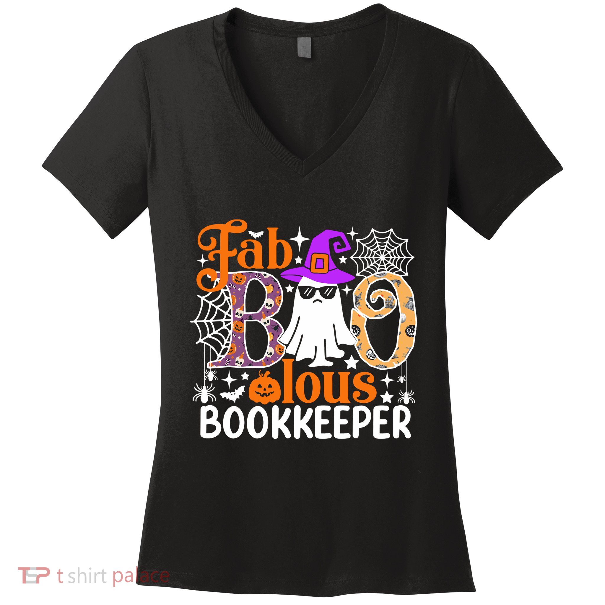 Fab Boo Lous Bookkeeper Funny Halloween Costume Women's V-Neck T-Shirt
