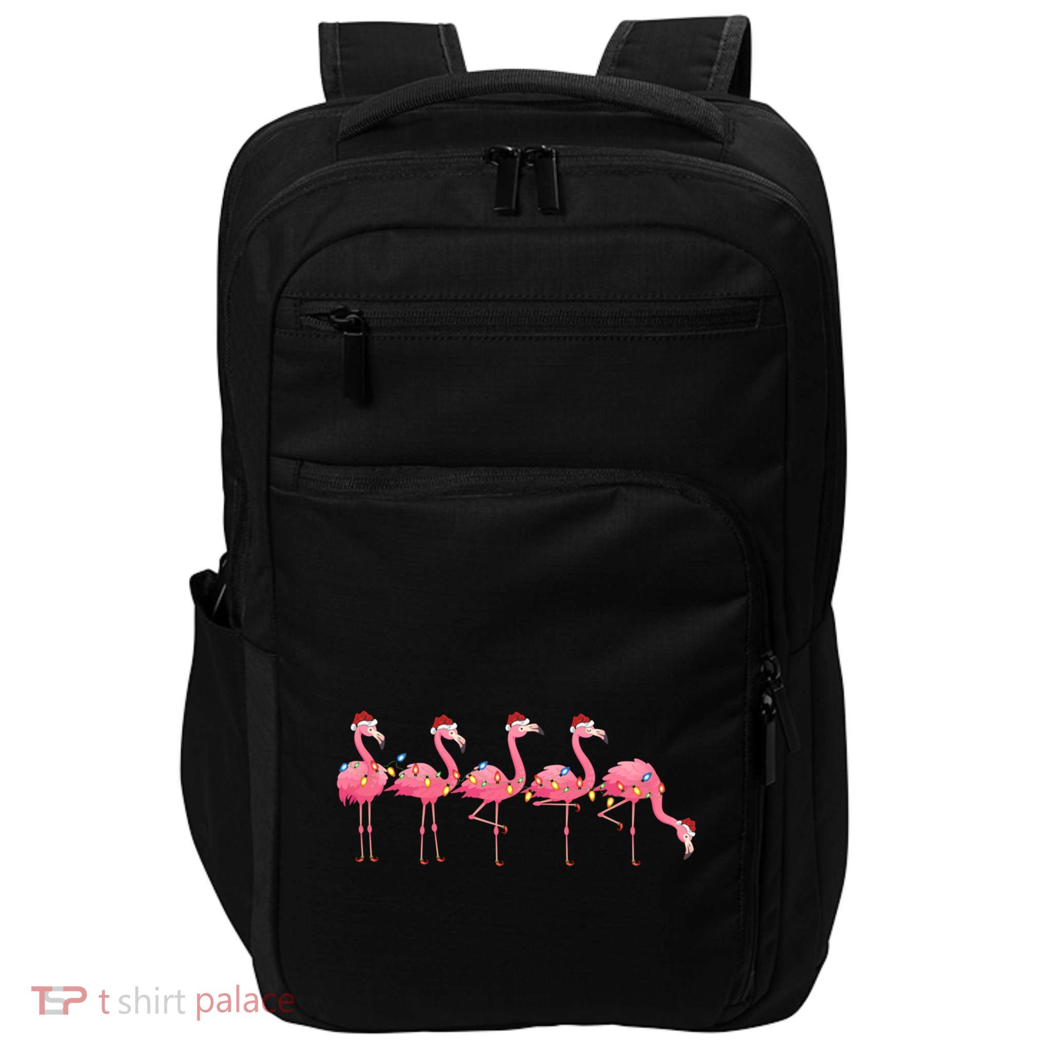 Flamingo Bird Lover Xmas Light Santa Pink Flamingo Christmas Gift Impact Tech Backpack