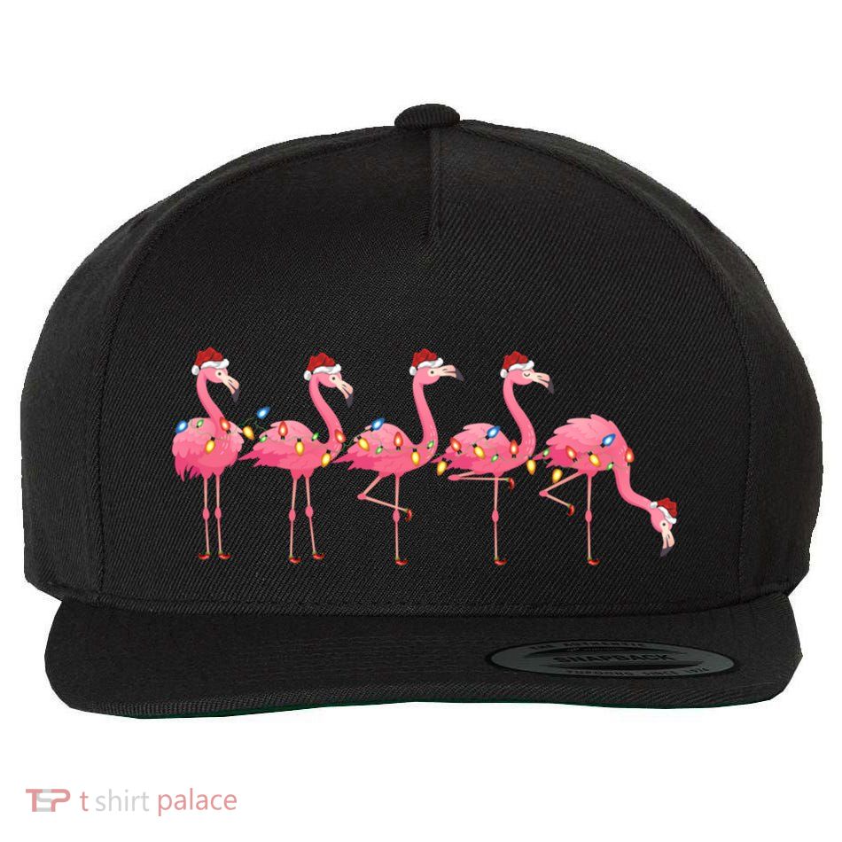 Flamingo Bird Lover Xmas Light Santa Pink Flamingo Christmas Gift Wool Snapback Cap