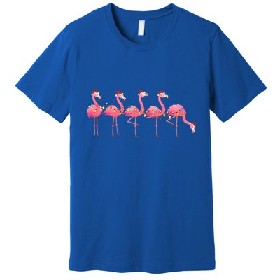 Flamingo Bird Lover Xmas Light Santa Pink Flamingo Christmas Gift Premium T-Shirt