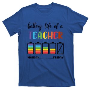 Funny Battery Life Of A Teacher Monday Friday Gift T-Shirt