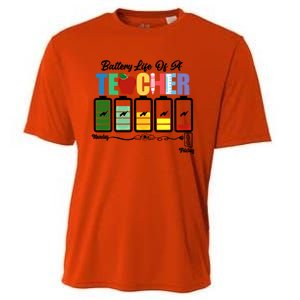 Funny Battery Life Of A Teacher Pregreat Giftk Teacher Cool Gift Cooling Performance Crew T-Shirt