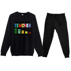 Funny Battery Life Of A Teacher Pregreat Giftk Teacher Cool Gift Premium Crewneck Sweatsuit Set