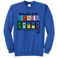 Funny Battery Life Of A Teacher Pregreat Giftk Teacher Cool Gift Sweatshirt