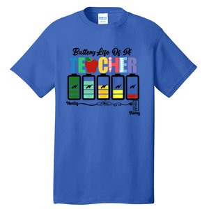 Funny Battery Life Of A Teacher Pregreat Giftk Teacher Cool Gift Tall T-Shirt