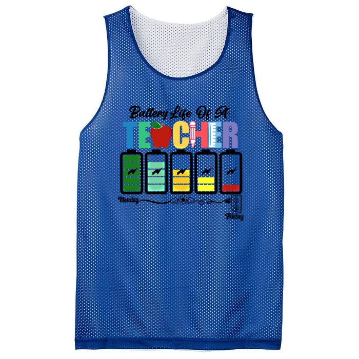 Funny Battery Life Of A Teacher Pregreat Giftk Teacher Cool Gift Mesh Reversible Basketball Jersey Tank