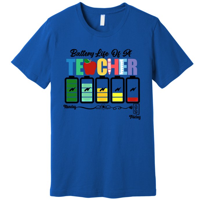 Funny Battery Life Of A Teacher Pregreat Giftk Teacher Cool Gift Premium T-Shirt