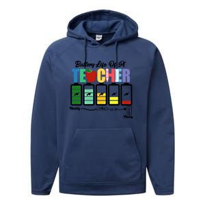 Funny Battery Life Of A Teacher Pregreat Giftk Teacher Cool Gift Performance Fleece Hoodie