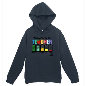 Funny Battery Life Of A Teacher Pregreat Giftk Teacher Cool Gift Urban Pullover Hoodie