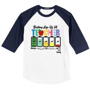 Funny Battery Life Of A Teacher Pregreat Giftk Teacher Cool Gift Baseball Sleeve Shirt