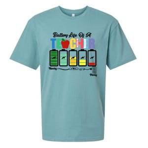 Funny Battery Life Of A Teacher Pregreat Giftk Teacher Cool Gift Sueded Cloud Jersey T-Shirt