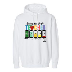 Funny Battery Life Of A Teacher Pregreat Giftk Teacher Cool Gift Garment-Dyed Fleece Hoodie