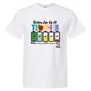 Funny Battery Life Of A Teacher Pregreat Giftk Teacher Cool Gift Garment-Dyed Heavyweight T-Shirt