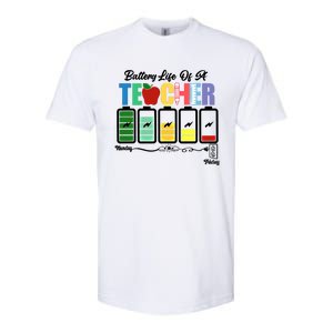 Funny Battery Life Of A Teacher Pregreat Giftk Teacher Cool Gift Softstyle CVC T-Shirt