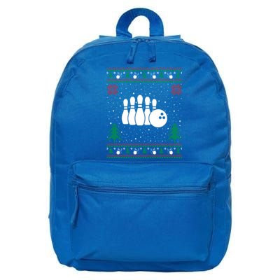 Funny Bowling Lovers Santa Hat Ugly Christmas Sweater Cute Gift 16 in Basic Backpack