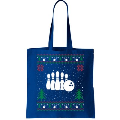 Funny Bowling Lovers Santa Hat Ugly Christmas Sweater Cute Gift Tote Bag