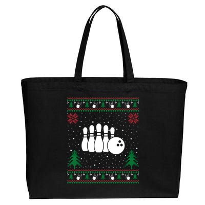 Funny Bowling Lovers Santa Hat Ugly Christmas Sweater Cute Gift Cotton Canvas Jumbo Tote