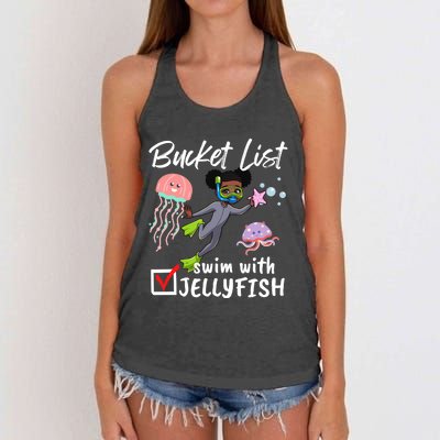 Funny Bucket List Swim With Jellyfish Lover Scuba Diver Gift Women's Knotted Racerback Tank