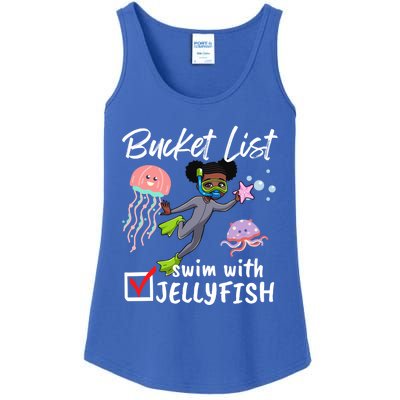 Funny Bucket List Swim With Jellyfish Lover Scuba Diver Gift Ladies Essential Tank