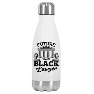 Future Black Lawyer Funny Attorney Law School Graphic Gift Stainless Steel Insulated Water Bottle